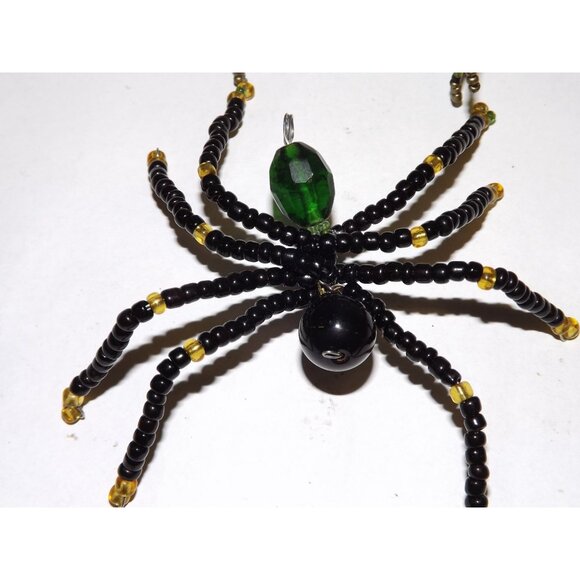 Handmade Beaded Spider Ornaments Set Of 7 Decor Figurines Beads Stones Ooak BagC - Picture 9 of 16